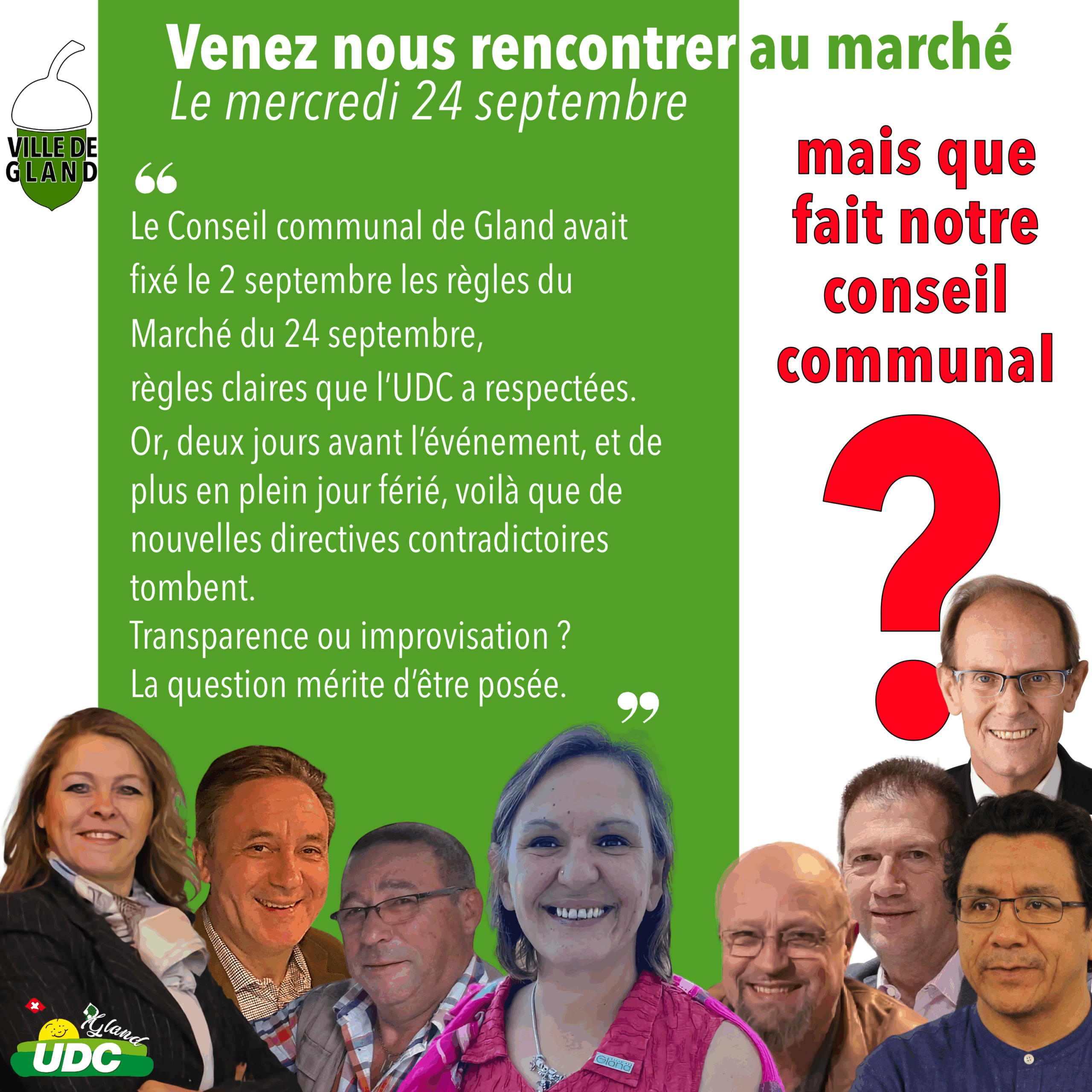 Rencontre au marché règles modifiées Que fait le Conseil Communal`